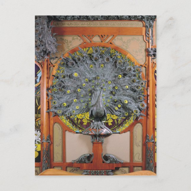 A peacock from the central panel of a mural postcard (Front)