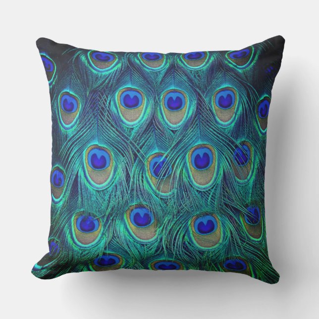 A Peacocks Beautiful Opened Feathers    Cushion (Front)