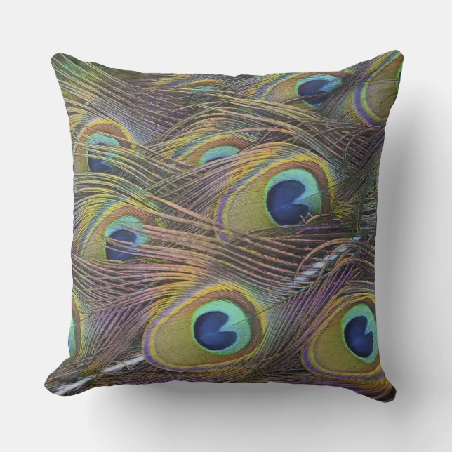 A Peacocks Beautiful Opened Feathers     Cushion (Front)