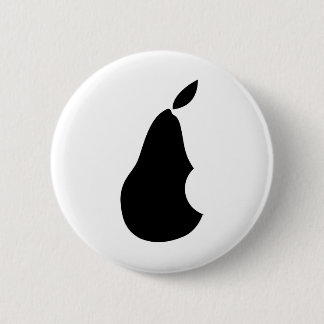 A pear with a bite! 6 cm round badge
