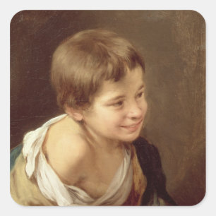 A Peasant Boy Leaning on a Sill, 1670-80 Square Sticker