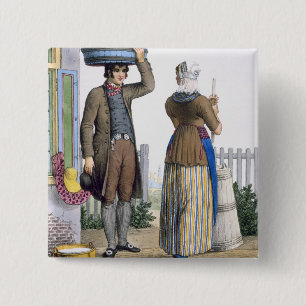 A Peasant Couple of Parmerend, North Holland, illu 15 Cm Square Badge
