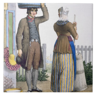 A Peasant Couple of Parmerend, North Holland, illu Ceramic Tile