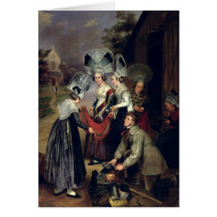 A Peddler Selling Scarves to Women from Troyes