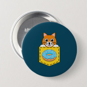 A Peeking Cat and a Blue Donut 7.5 Cm Round Badge