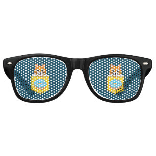 A Peeking Cat and a Blue Donut Retro Sunglasses