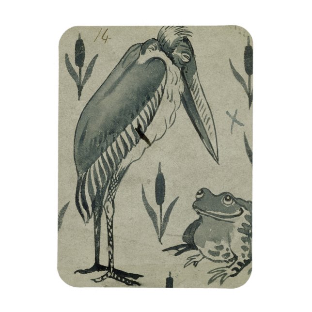 A Pelican and Frog in Conversation (w/c on paper) Magnet (Vertical)