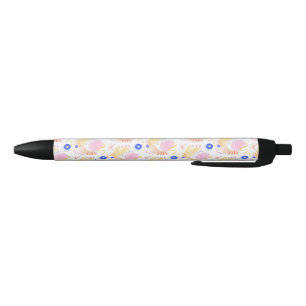 A pen with a colourful geometric pattern