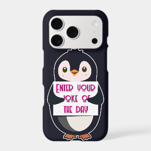 A penguin holding a sign with custom text