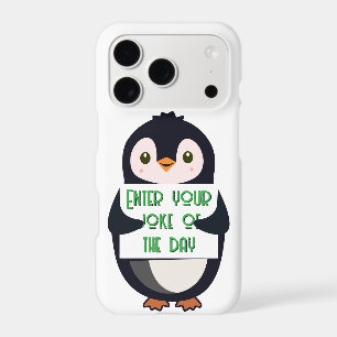 A penguin holding a sign with custom text