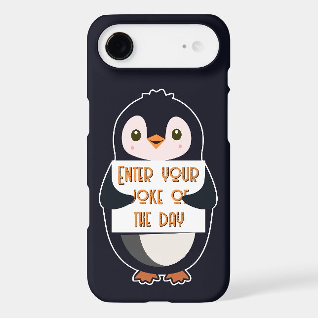 A penguin holding a sign with custom text (Back)