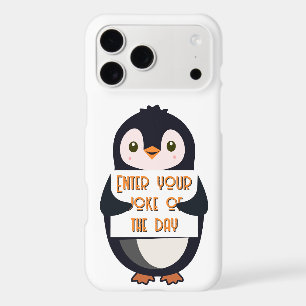 A penguin holding a sign with custom text