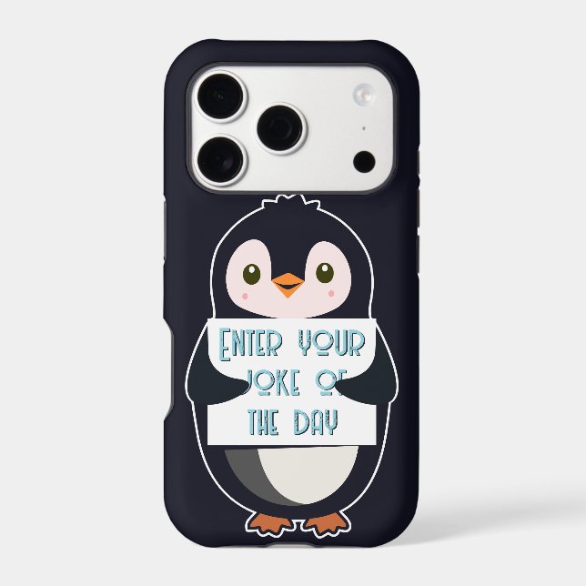 A penguin holding a sign with custom text (Back)