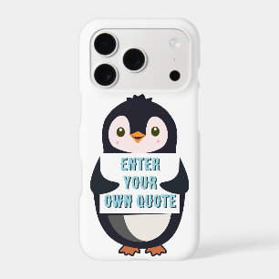 A penguin holding a sign with customisable text th