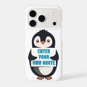 A penguin holding a sign with customisable text th