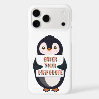 A penguin holding a sign with customizable text th