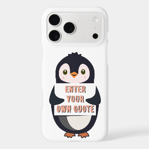 A penguin holding a sign with customizable text th