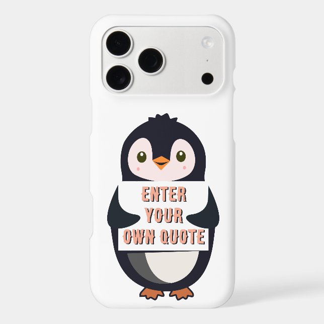 A penguin holding a sign with customizable text th (Back)