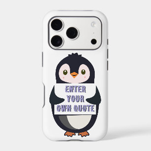 A penguin holding a sign with customizable text th
