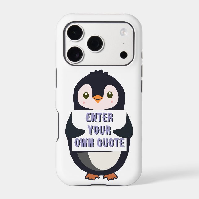A penguin holding a sign with customizable text th (Back)