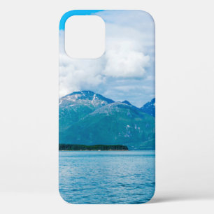 A peninsula of land covered in pine forest juts ou iPhone 12 case