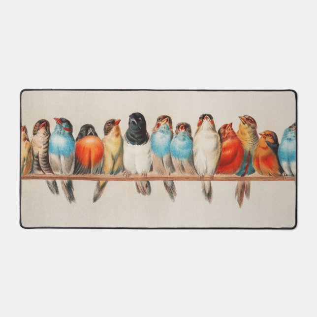 A Perch of Birds, 1880 by Hector Giacomelli Desk Mat (Front)