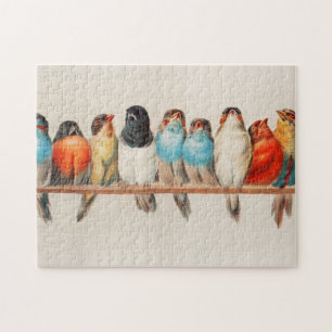 A Perch of Birds, 1880 by Hector Giacomelli Jigsaw Puzzle