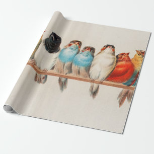 A Perch of Birds, 1880 by Hector Giacomelli Wrapping Paper