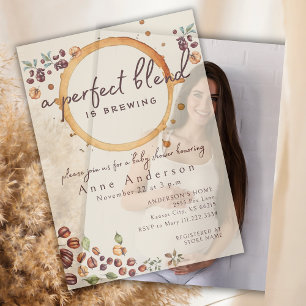 A Perfect Blend Is Brewing Coffee Baby Shower Vellum Invitations