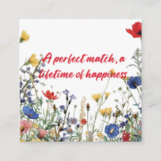 A perfect match, a lifetime of happiness enclosure card