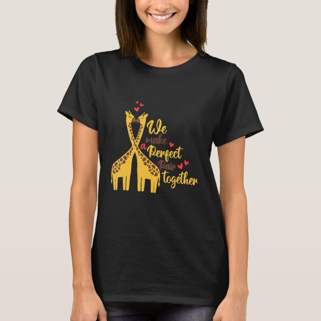 A perfect pair and cute giraffe animal   nature T-Shirt (Front)