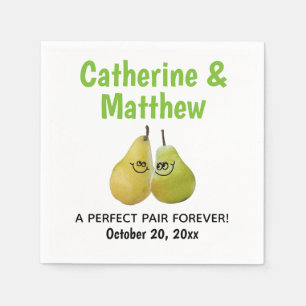 A Perfect Pair Cartoon Pear Wedding Napkin