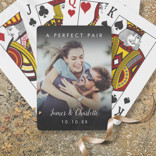 A Perfect Pair Name Date Couple Photo Playing Cards (A Perfect Pair Name Date Couple Photo Poker Cards)