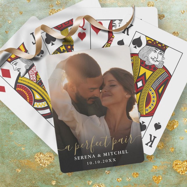 A Perfect Pair Script Photo Wedding Favour Playing Cards (A Perfect Pair Script Photo Wedding Favor Playing Cards)