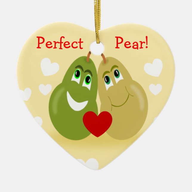 A Perfect Pear Couples Personalised Ornament (Front)