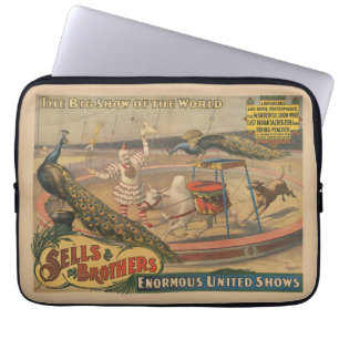 A Performing Zebu And Peacock With Clown Trainer Laptop Sleeve