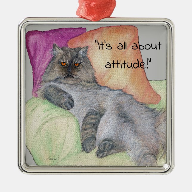 A Persian Cat with attitude Metal Ornament (Front)