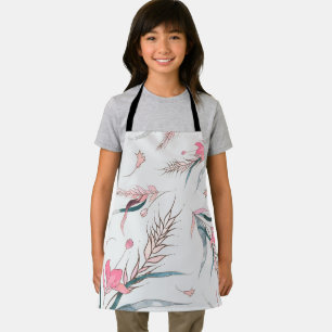 A person wearing a white apron 