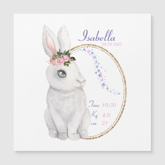  A personalise birth announcement magnetic card (Front)