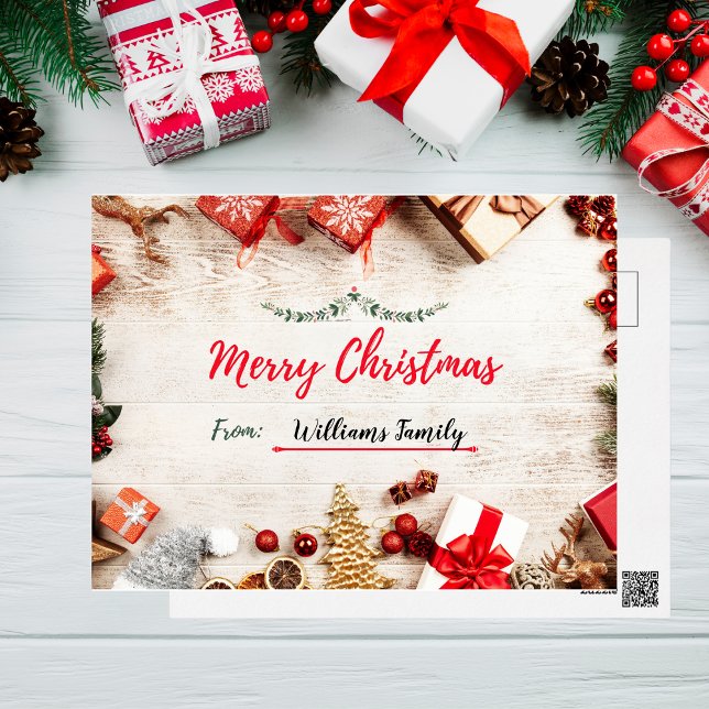 A Personalised Christmas postcard with gifts (Creator Uploaded)
