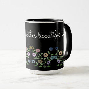 A Personalised Flowered Mug With Black