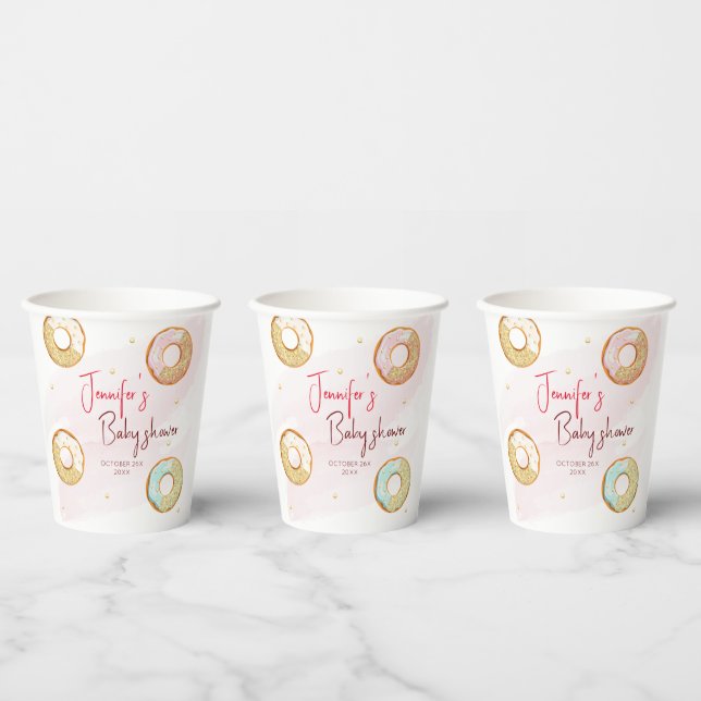 A personalised golden Doughnut Paper cup (Multi)