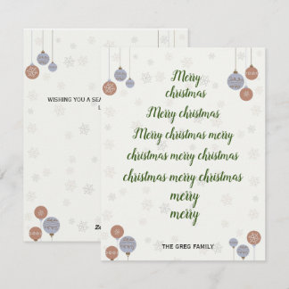 A personalised typography merry christmas card