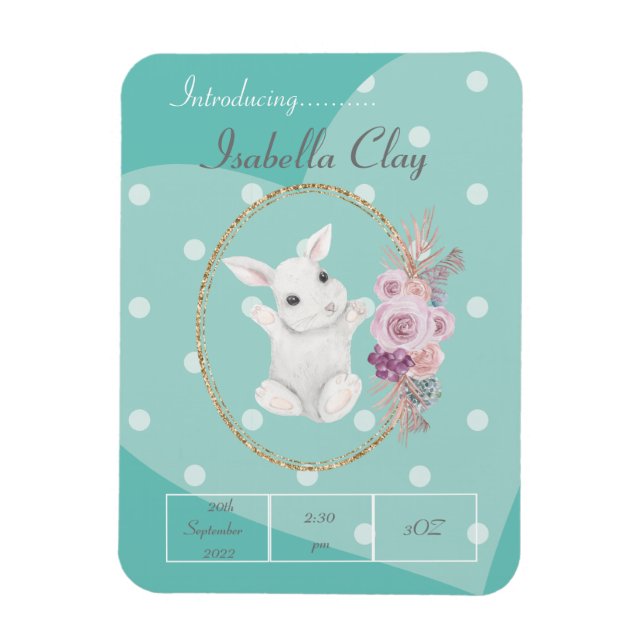 A PERSONALIZED BIRTH ANNOUNCEMENT PHOTO MAGNET (Vertical)