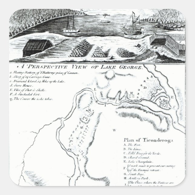 A Perspective View of Lake George Square Sticker (Front)