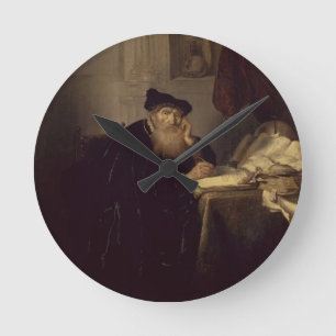 A Philosopher, 1635 (oil on panel) Round Clock