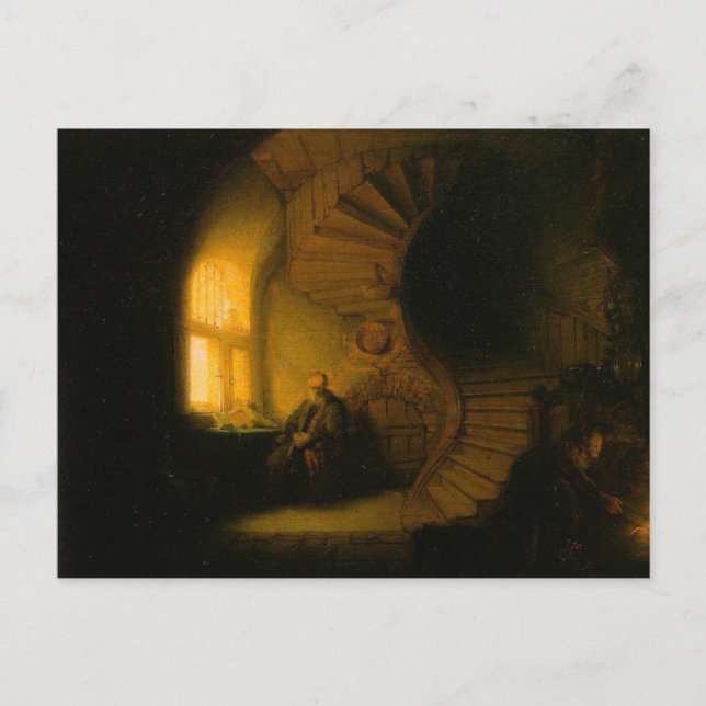 A Philosopher in Meditation by Rembrandt Postcard (Front)