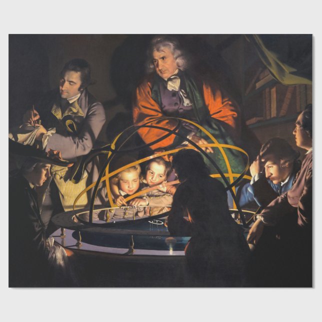 A Philosopher Lecturing on the Orrery Solar System Wrapping Paper (Flat)