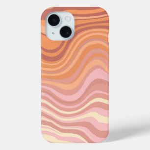 A phone case with sunset colours in waves.