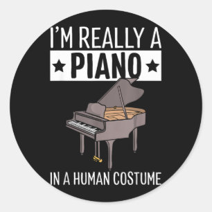 A Piano in A Human Costume Halloween Funny Music Classic Round Sticker